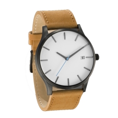 Мужские классические коричневые большие минималистические аналоговые кварцевые часы моды