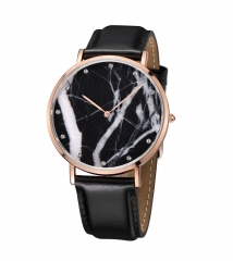 Розовое золото PVD Plating Real Marble натуральная кожаные часы